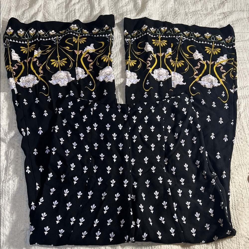 Anthropologie wide leg pants Black with floral accent size 4 - Picture 15 of 15